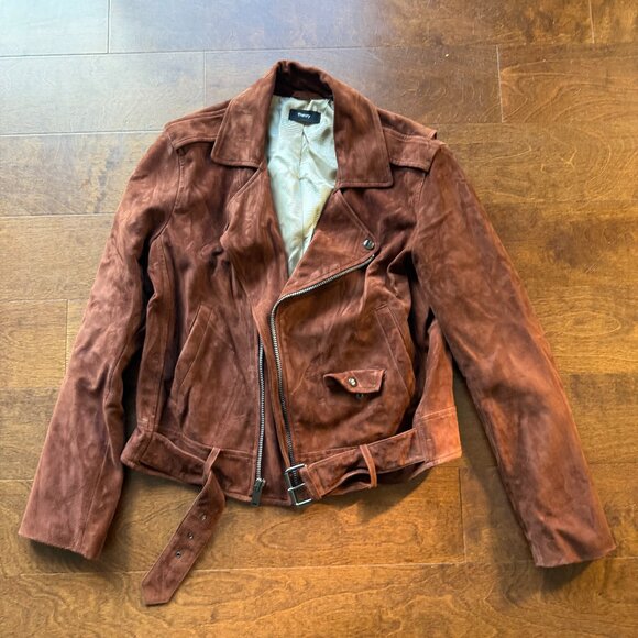 Theory Brown Suede Belted Moto Jacket – Size M - Picture 1 of 2